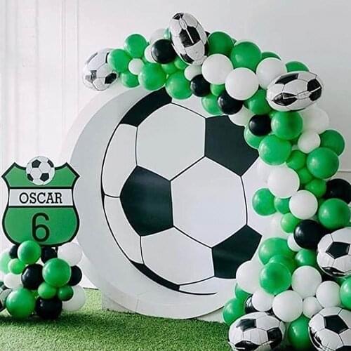 109pcs Soccer Party Balloon Garland Kit 10inch Black Balloon with 16ft Strip for Football Party Decoration Air Gobos Kids Toys