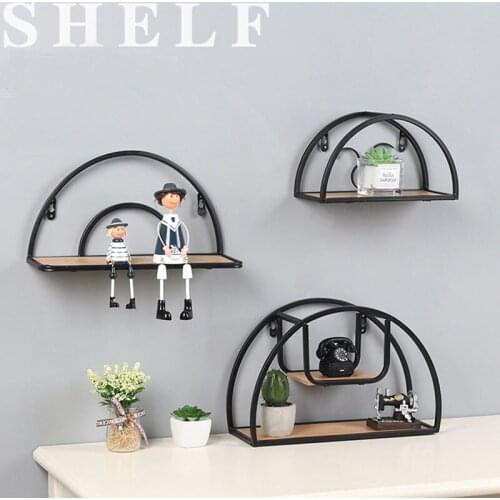 Ynaayu 1pc Ins Style Iron Frame Stereoscopic Shelf Home Living Roon Wall Decorate Home Storage Rack