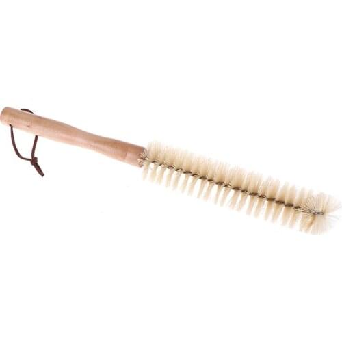 1pc Wooden Long Handle Brush For Baby Bottles Scrubbing Cleaning Tool Kitchen Cleaner For Washing Cleaning