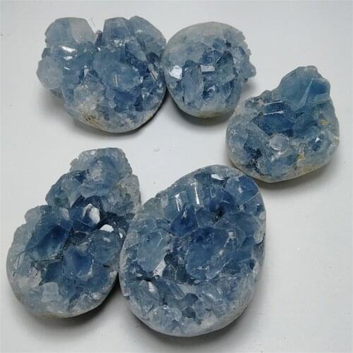 100g 1PCS Madagascar Natural Celestite Crystal Druzy Cluster Sky Blue Geode Mineral Specimen Home Decor
