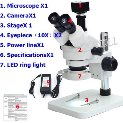 7X-45X Zoom Simul-Focal Trinocular Microscopio Stereo Microscope