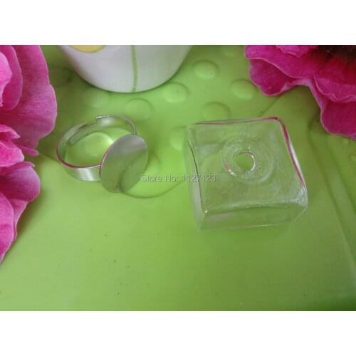 Free shipping !! 30pcs 25x25mm Square Liquid Rings,glass bubble Liquid rings,Glass Globe Bubble Vial rings,glass bottle rings