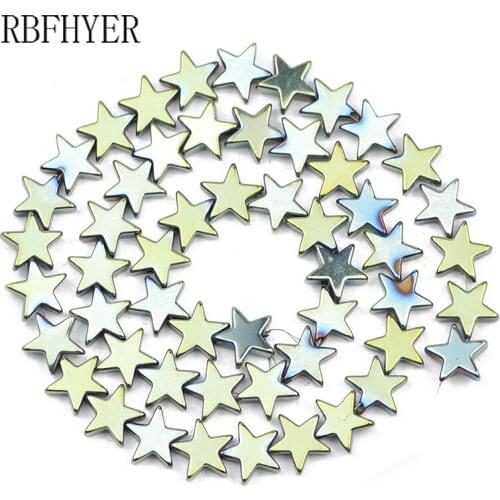 Natural Stone Green Plating Five-Pointed Star 4/6/8/10mm Hematite Loose Beads For Trendy Jewelry bracelet Making DIY Findings