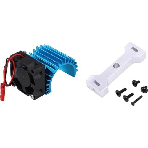 2 Pcs RC Car Part: 1 Pcs Metal Beam Center Fixed Accessories Cooler Suit & 1 Pcs 380 Motors Heatsink with Fan
