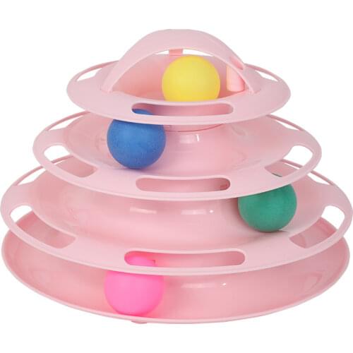 Pet Cat Toy Tower Tracks Disc Cat Intelligence Amusement Disk Play Track Cat Toys Ball Training Amusement Plate