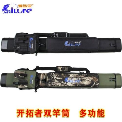 Camouflage double pole tube Lures fishing rod cylinder can put four small leg bag with lure rod one set is tube + mini bag