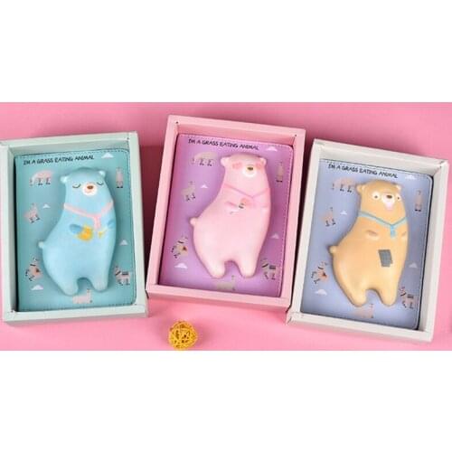 Kawaii Notebook Slow Rebound Reduced Pressure Notebook PU Leather Cartoon Decompression Notepad Journal Diary Book Stationery