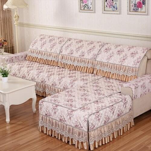 Brown Jacquard Sofa Cover European Pastoral Sofa Set Non-slip Cushion Exquisite Lace Sofa Towel Combination Kit Yoga Mat B2