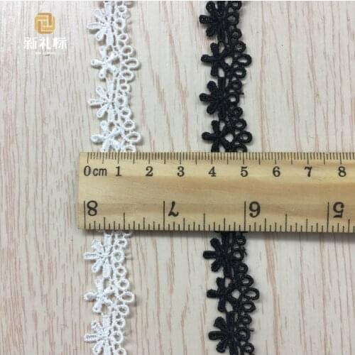 5 Yards/lot Width 1.7cm Black White Sewing Supplies Floral Lace Applique Water Soluble Embroidery Lace Trim DIY Garment Apparel