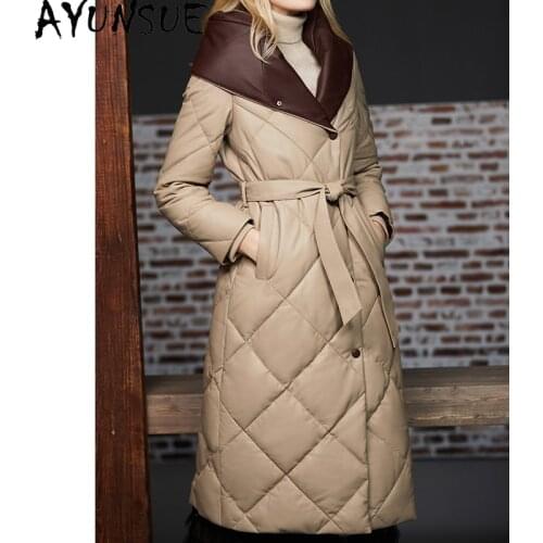 AYUNSUE Genuine Sheepskin Coat Female Winter Down Jacket Women Hooded Warm 90% White Duck Down Parkas Woman 2020 Abrigo Mujer