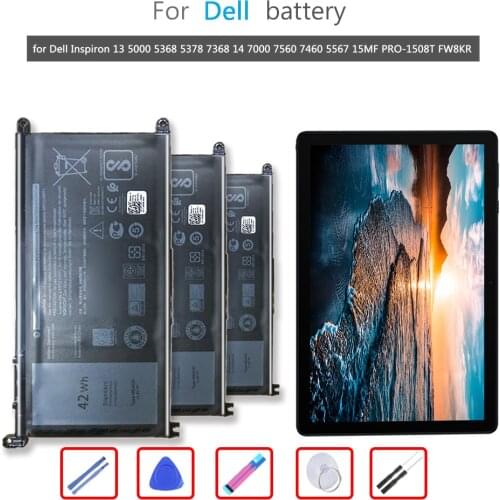 Battery 3600mAh T2JX4/3CRH3 For Dell Inspiron 13 5000 5368 5378 7368 14 7000 7560 7460 5567 15MF Laptop Li-ion Bateria