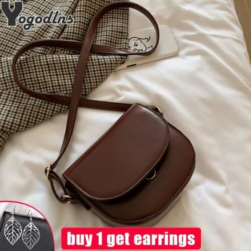 Small Saddle Crossbody Bag For Women Soft PU Leather Vintage Messenger Bag Female Luxury Shoulder Strap Handbag and Purse bolsa