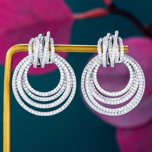 Missvikki Luxury Twist Braided Lines Earrings Colorful Full Mirco Black Cubic Zirconia Setting European Wedding Fashion Jewelry