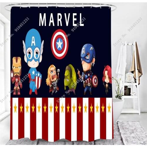 Fashion Cartoon 3D Superhero The Avengers Shower Curtain Kids Bathroom Decor Polyester Fabric Bathing Cover Bathing Curtain Sets