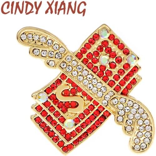 CINDY XIANG Cartoon Banknotes Rhinestone Pins Dollar Angel Wings Symbol Brooch Mens and Womens Backpack Badge Accessories Gift
