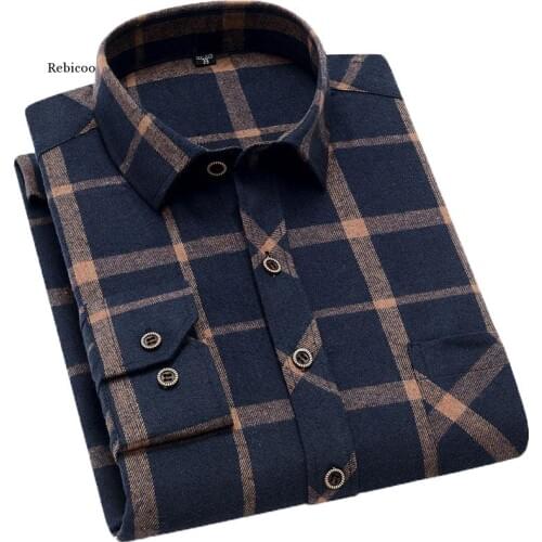 Men Yellow Black Plaid Brushed Long Sleeve Shirt Pocket Spring Casual Mens Shirts Flannel Cotton Soft Fit