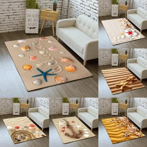 Beach Seashell Pattern Soft Anti-skid Carpet Non-slip Floor Mats Area Rug Living Room Bedroom Decor Rugs for Bedroom