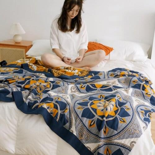 Soft Summer Breathable Muslin Throw Blanket Bedding Coverlet for Kids Travel Camping Blankets Lightweight for Sofa Couch Bed