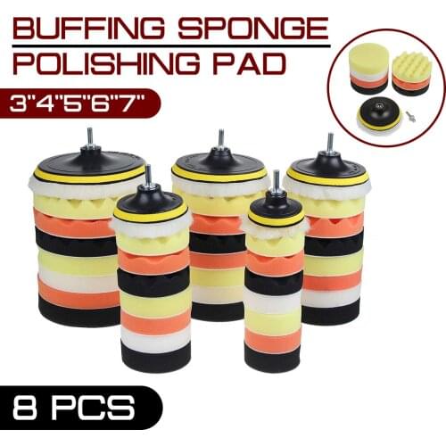10x 3''4''5''6''7'' Buffing Sponge Polishing Pad Hand Tool Kit For Car Polisher Compound Polishing