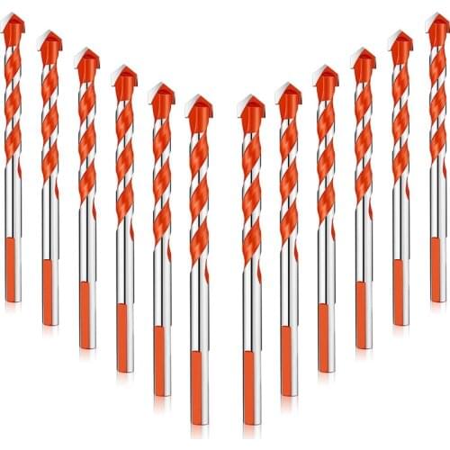 12 Pieces Hand Drill Bit Set Triangular Handle Multifunctional Drill Bits Punching Drill Bits Set For,Brick,Glass,6 mm