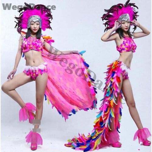 New Women Bikini Feather Samba Dancing Costumes Opening Show Clothing