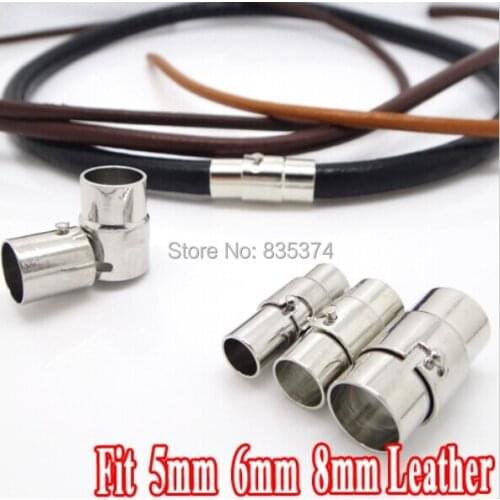 Wholesale 100pcs Rhodium Plated Copper Based Strong Magnetic Clasps Jewelry Settings fit for 5-6-8mm Leather Bracelets