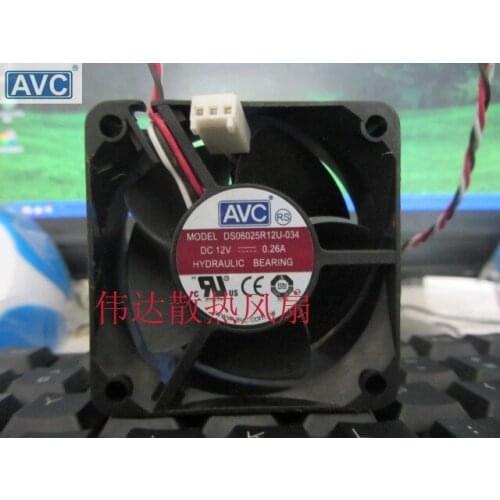Wholesale For AVC DS06025R12U-034 DC12V 0.26A three lines 6CM 6025 60mm computer cooling fan