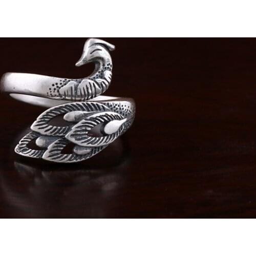Open Peacock Ring for Women Vintage Boho Party Rings Gothic Punk Jewelry Gifts for Girls 2021