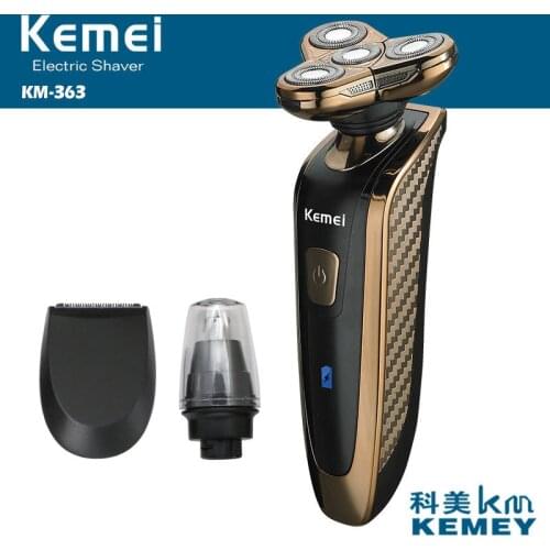 Rechargeable electric shaver washable nose trimmer face care beard kemei 3D electric razor men shaving machine groomer