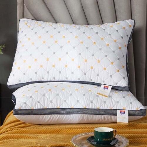 Feather Down Bed Pillow for Sleeping Hotel White Pillows Breathable Cotton Cover Skin Friendly Neck Pillow 1pc Machine Washable