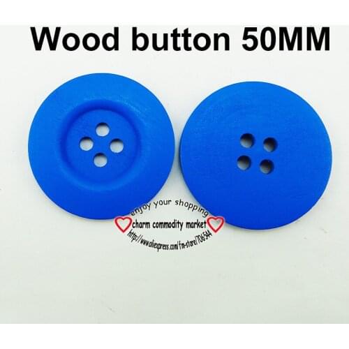 8PCS 50MM sapphire blue painting Wood color wooden buttons boots coat sewing clothes accessories MCB-965
