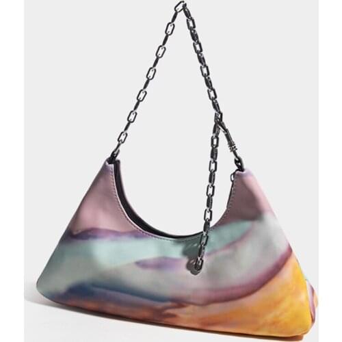 PU Leather Women Luxury Designer Handbags 2021 Shopper Bags New Fashion Color Contrast Gradient Chain Baguette Bag Shoulder Bags