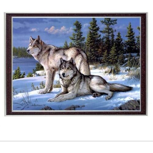 Needlework Crafts Home decor 14CT unprinted embroidery Animal Quality Counted Cross Stitch Kit/Set DIY Oil painting Wolves
