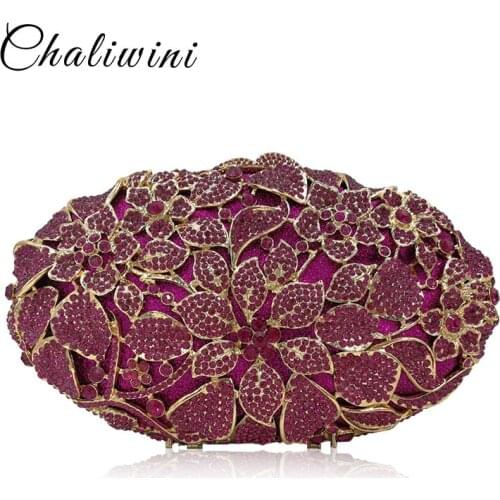 Crystal Flower Hollow Out Lady Diamond Bag Sparkly Rhinestone Banquet Wallet Women Evening Clutch Toiletry Case pochette Purse