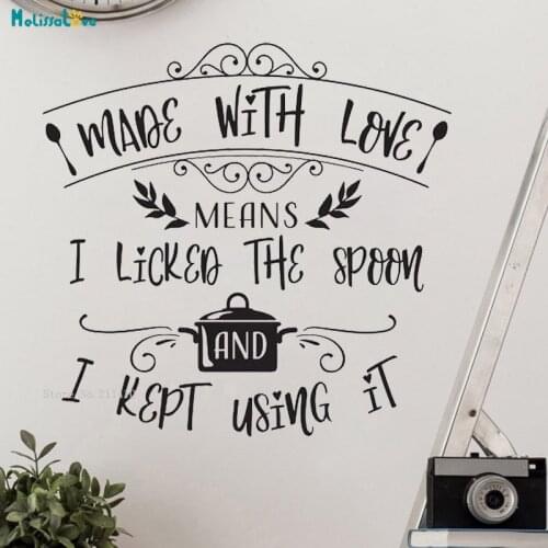 Made With Love Wall Decals Words Kitchen Home Decoration Self-adhesive Sticker Art Murals Figurative Text Art YT3762