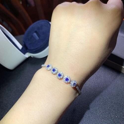 Shilovem 925 silver sterling real Natural sapphire Bracelets fine Jewelry trendy party Christmas gift new 3mm dl0303888agl