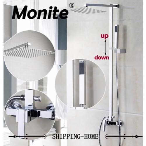 New Brand Wall Mounted Bathroom 8"ABS Rainfall Shower Faucet Set Mixer Valve With Hand Shower Single Handle Sink Mixer Taps