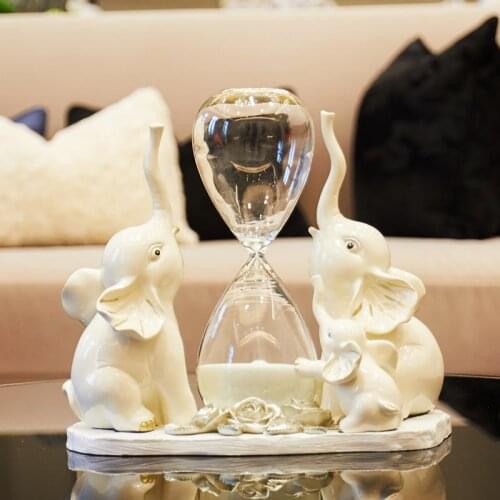 WEDDING CREATIVE RESIN ELEPHANT HOURGLASS STATUE HOME DECOR CRAFTS ROOM DECORATION ELEPHANT LOVES ORNAMENT RESIN ANIMAL FIGURINE
