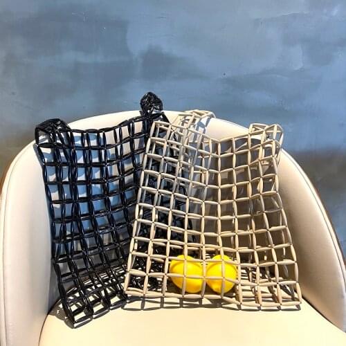 Pure handmade beaded bag womens bag large capacity underarm bag beads retro hollow mesh woven hand-held shoulder bag