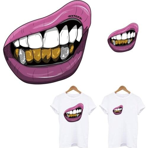 Sex Lips Iron On Patches For Clothing Print-on Girl T-shirt DIY Thermal Transfer Sticker On Clothes Fashion Design Shirt Decor