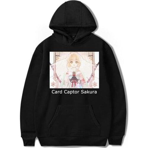 Japan Anime Sakura Card Captor Hoodie Women Men Tops Hip Hop Sweatshirts Harajuku Thin Velvet Warm Printed Hooded Coat Tracksuit