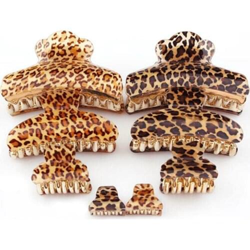 2021 High Quality Arcylic Leopard Hairpins 3 Size Hair Clip Trendy Crab Hair Claws For Women Girl Hair Accessories Hair Gripper