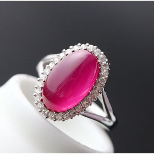 Ecoworld Ge jewelry wholesale fashion silver ring inlaid red corundum handmade sterling silver ring opening of 925 Ms