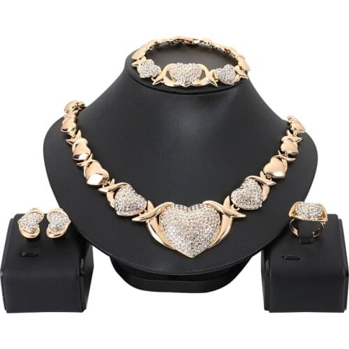 High Quality Gold Color Jewelry Set Nigerian Wedding African Beads Costume Jewelry Bracelet Earring Necklace
