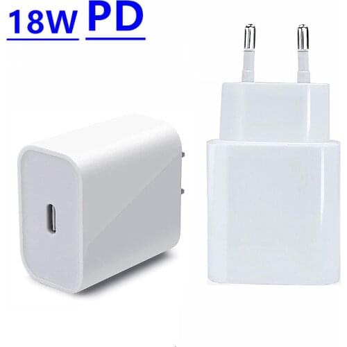 18W PD USB Type C Quick Charger Adapter Charging For IPhone 12 Mini Pro 11 Pro XR X 8 Max 9V 3A Fast Charge EU US Travel PD Port