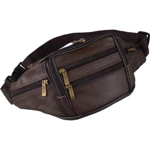 Factory Supplier Mens Waist Bag Leather Body Bag Multi-Function Mens Sheepskin Pocket Casual Haversack Wholesale