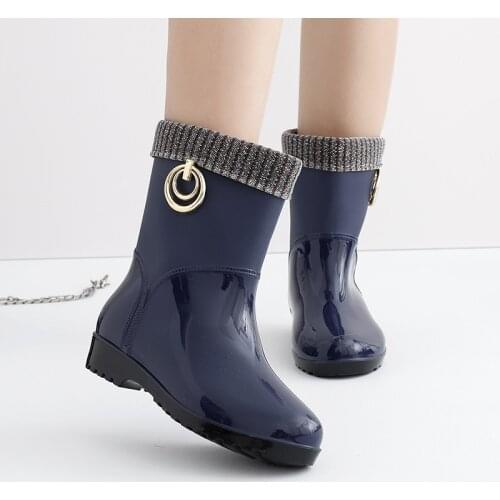 Rain Boots Women Short Tube Rain Shoes Adult Water Boots Anti-skid Water Shoes Jelly Rubber Shoes Rain Boots