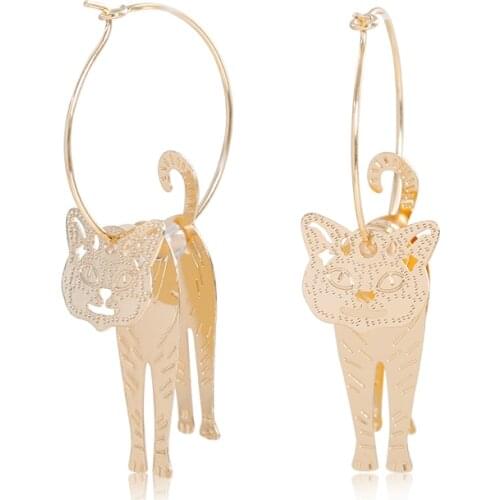 Unique Cat Earrings Women Accessories Shiny Layered Design Drop Earrings For Women Fashion Jewelry 2021 Trend Wholesale Summer