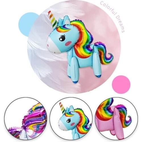1pc unicorn foil balloons stand pink air ballon birthday party decorations kids commemorative baby show air balloons