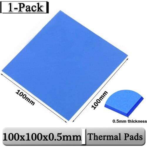 1Piece Gdstime 10cm Size 100x100x0.5mm Blue Conductive Silicone Thermal Pads 0.05cm Thin Thickness Cooler Pad